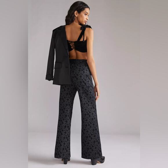 Anthro Maeve Jacquard Flare Pants - Picture 3 of 7